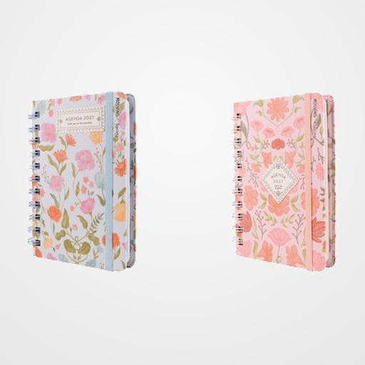 AGENDA ANUAL (2027) MOOVING SPRING WIRE-O tapa EXTRA con GOMA 100x150 2D/P SURTIDO (2 mod.)