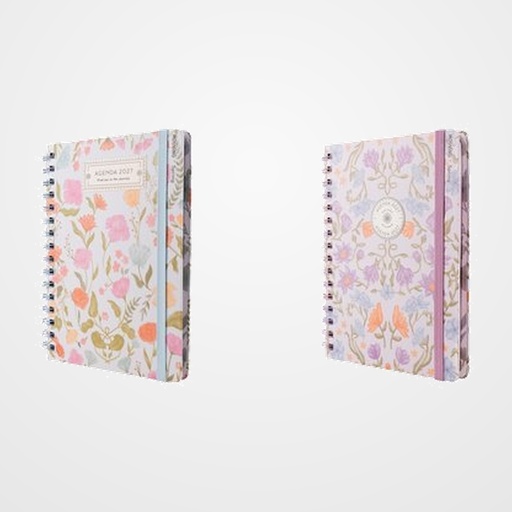 AGENDA ANUAL (2027) MOOVING SPRING WIRE-O tapa EXTRA con GOMA 150x210 S/V SURTIDO (2 mod.)