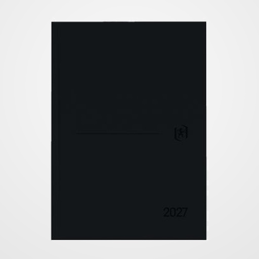 AGENDA ANUAL (2027) OXFORD MINIMAL COSIDA tapa ACOLCHADA A5 210x150 D/P NEGRO