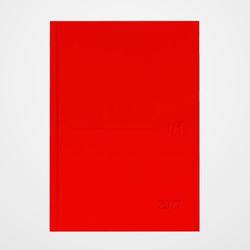AGENDA ANUAL (2027) OXFORD MINIMAL COSIDA tapa ACOLCHADA A5 210x150 D/P ROJO