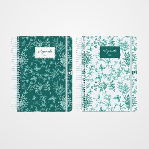AGENDA ANUAL (2027) OXFORD ROMANCE WIRE-O tapa EXTRADURA con GOMA A5 210x150 D/P SURTIDO (2 mod.)