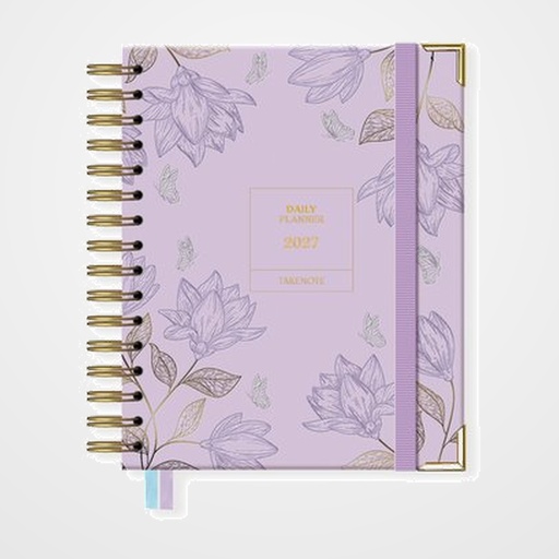AGENDA ANUAL (2027) TAKENOTE AMELIA WIRE-O tapa EXTRA con GOMA A5 165x205 D/P