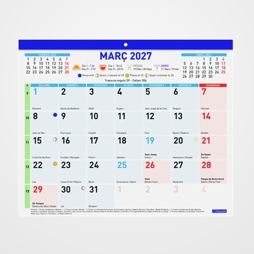 CALENDARI (2027) CATALAN FINOCAM FALDILLA MENSUAL NUMEROS GRANS F43 300x247