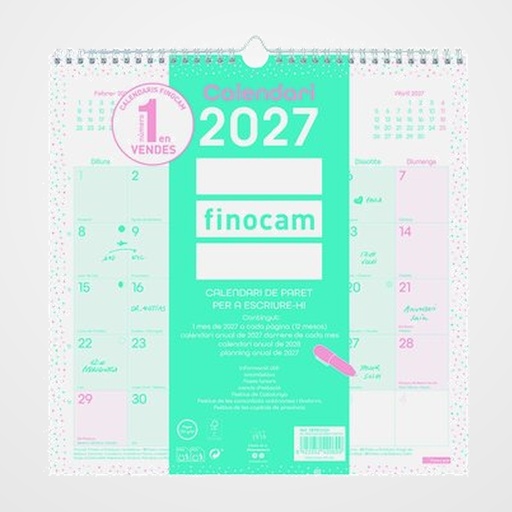 CALENDARI (2027) CATALAN FINOCAM PARET CHIC MENSUAL PER ESCRIURE 300x300 TURQUESA