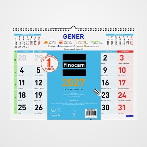 CALENDARI (2027) CATALAN FINOCAM PARET COLOR MENSUAL MIXT L 430x310