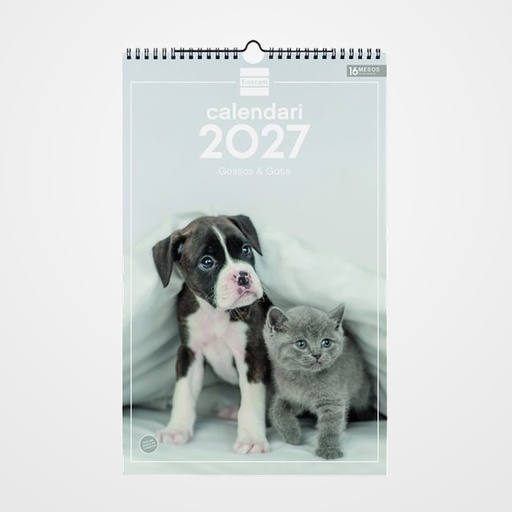 CALENDARI (2027) CATALAN FINOCAM PARET ESPIRAL IMATGES MENSUAL PER ESCRIURE 250x400 GOSSOS I GATS