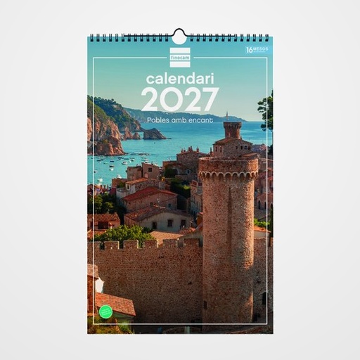 CALENDARI (2027) CATALAN FINOCAM PARET ESPIRAL IMATGES MENSUAL PER ESCRIURE 250x400 POBLES BELLS