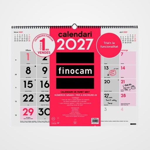 CALENDARI (2027) CATALAN FINOCAM PARET MENSUAL MIXT XL 540x420