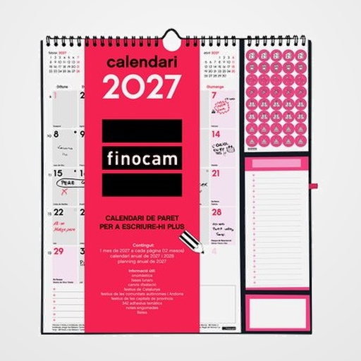 CALENDARI (2027) CATALAN FINOCAM PARET MENSUAL PER ESCRIURE PLUS 300x330