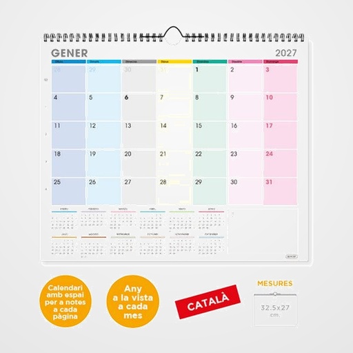 CALENDARI (2027) CATALAN SENFORT PARET MULTICOLOR MENSUAL 325x270
