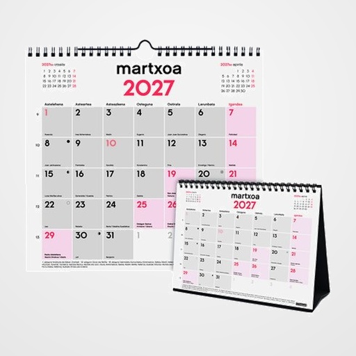 CALENDARI (2027) EUSKERA FINOCAM MENSUAL NEUTROS SURTIDO DE 20