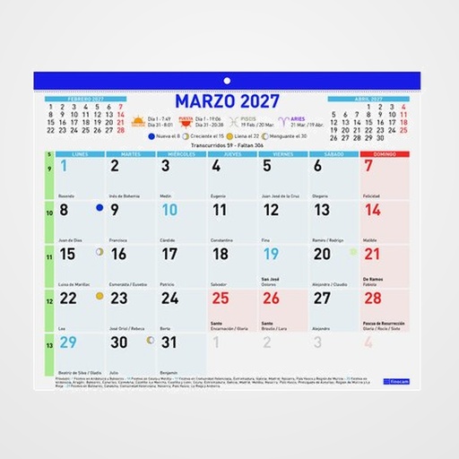 CALENDARIO (2027) FINOCAM FALDILLA MENSUAL PARA ESCRIBIR F43 300x247