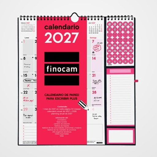 CALENDARIO (2027) FINOCAM PARED MENSUAL PARA ESCRIBIR PLUS 300x330