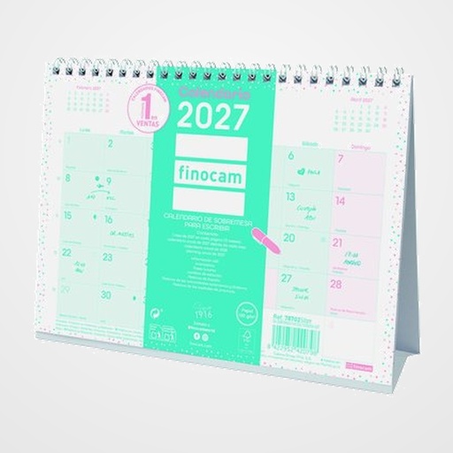 CALENDARIO (2027) FINOCAM SOBREMESA TRIANGULAR CHIC MENSUAL PARA ESCRIBIR S 210x150 TURQUESA