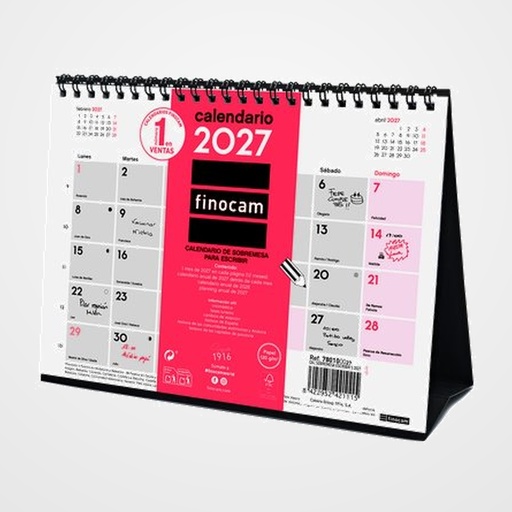 CALENDARIO (2027) FINOCAM SOBREMESA TRIANGULAR MENSUAL PARA ESCRIBIR S 210x150