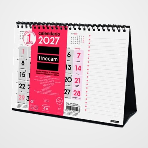 CALENDARIO (2027) FINOCAM SOBREMESA TRIANGULAR MENSUAL PARA ESCRIBIR S 210x150 + NOTAS