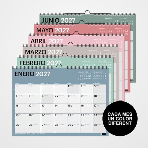 CALENDARIO (2027) MIQUELRIUS PARED DESIGN CHROMAT MENSUAL PARA ESCRIBIR A4 296x210