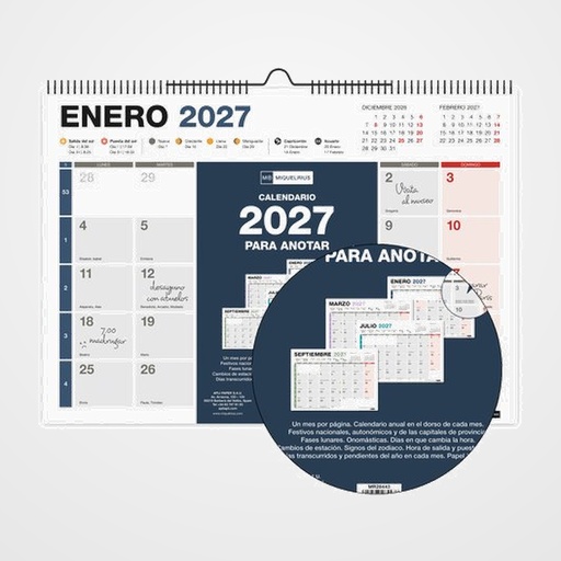 CALENDARIO (2027) MIQUELRIUS PARED DESIGN COMPLETO MENSUAL PARA ESCRIBIR A3 420x296