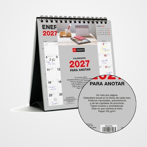 CALENDARIO (2027) MIQUELRIUS SOBREMESA BASIC MENSUAL PARA ESCRIBIR 140x150