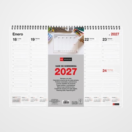 CALENDARIO (2027) MIQUELRIUS VADE BASIC S/V PARA ESCRIBIR A3 420x296 (wire-o)