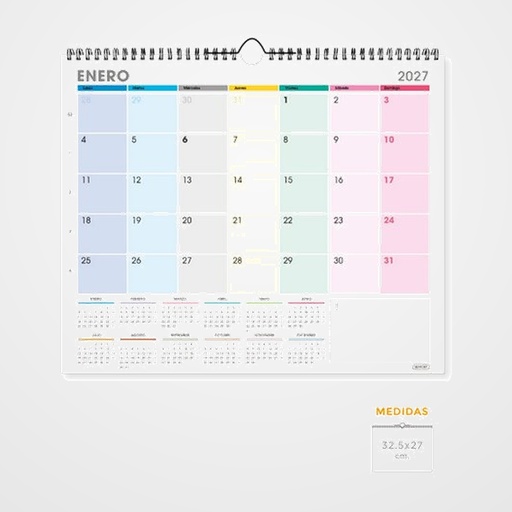 CALENDARIO (2027) SENFORT PARED MULTICOLOR MENSUAL 325x270