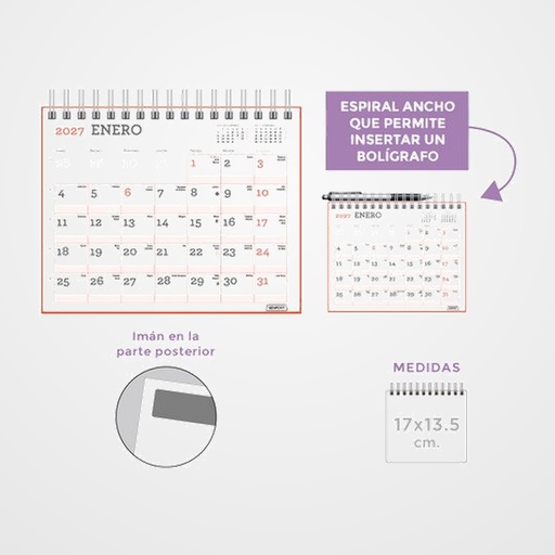 CALENDARIO (2027) SENFORT SOBREMESA MAGNET MENSUAL PARA ESCRIBIR 170x135