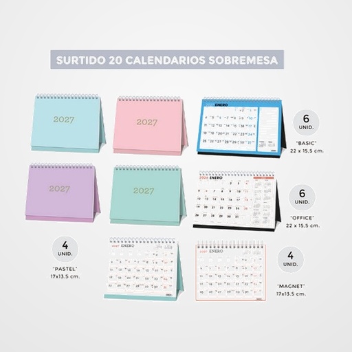 CALENDARIO (2027) SENFORT SOBREMESA/MAGNET MENSUAL SURTIDO DE 20