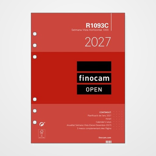 RECAMBIO AGENDA ANUAL (2027) CATALAN FINOCAM R1093C OPEN 1000 155x215 ANUALIDAD S/V APAIS.