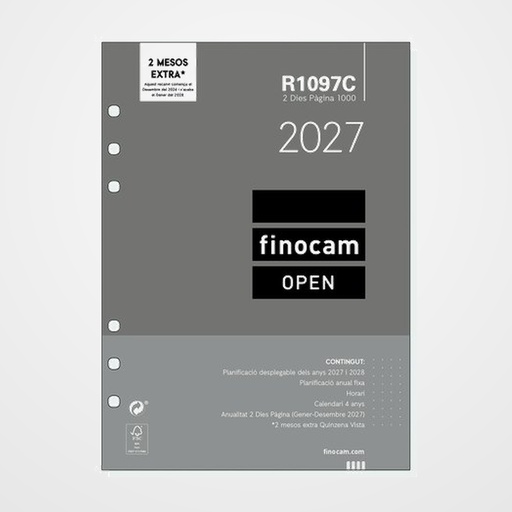 RECAMBIO AGENDA ANUAL (2027) CATALAN FINOCAM R1097C OPEN 1000 155x215 ANUALIDAD 2D/P