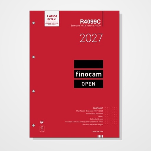 RECAMBIO AGENDA ANUAL (2027) CATALAN FINOCAM R4099C OPEN 4000 210x297 ANUALIDAD S/V