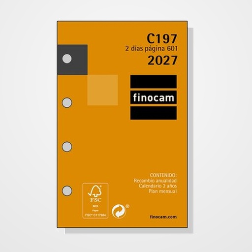 RECAMBIO AGENDA ANUAL (2027) FINOCAM C197 CLASSIC 601 56x89 ANUALIDAD 2D/P