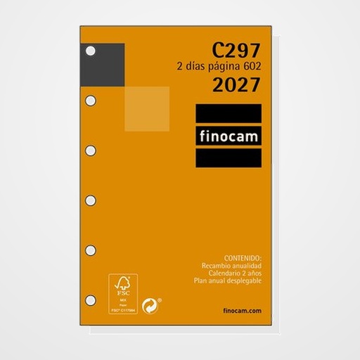 RECAMBIO AGENDA ANUAL (2027) FINOCAM C297 CLASSIC 602 73x114 ANUALIDAD 2D/P