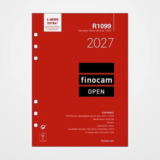 RECAMBIO AGENDA ANUAL (2027) FINOCAM R1099 OPEN 1000 155x215 ANUALIDAD S/V