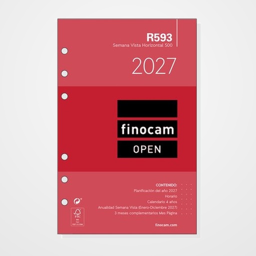 RECAMBIO AGENDA ANUAL (2027) FINOCAM R593 OPEN 500 117x181 ANUALIDAD S/V APAIS.