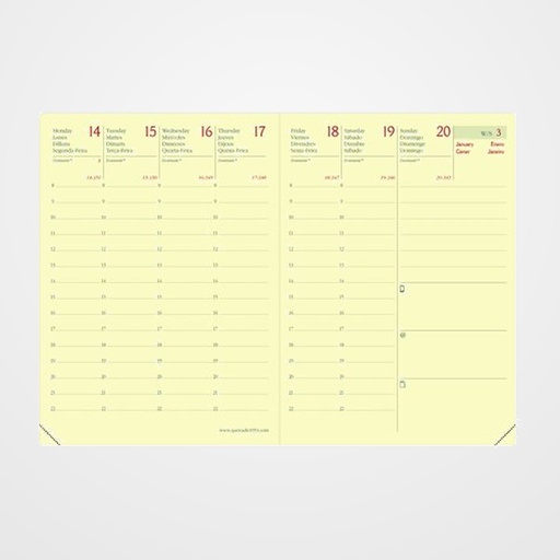 RECAMBIO AGENDA ANUAL (2027) QUO VADIS RANDONNEE PRESTIGIO SP 90x125 S/V 2 PAG.