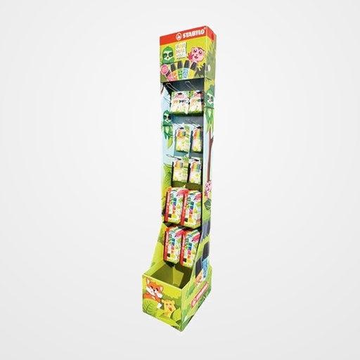 EXPOSITOR STABILO ANIMAL VIBES SUELO SURTIDO DE 68 (30x Boss Mini blister de 5, 12x Point 88 mini estuche de 8, 12x Pen 68 mini estuche de 8 y 14x Trio grueso corto estuche de 12)