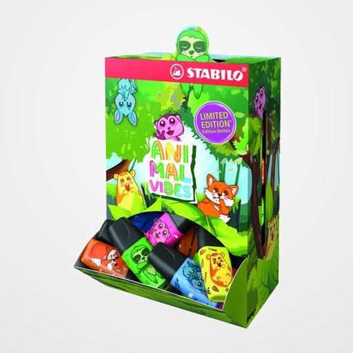 MARCADOR FLUOR STABILO BOSS MINI ANIMAL VIBES EXPOSITOR de 50