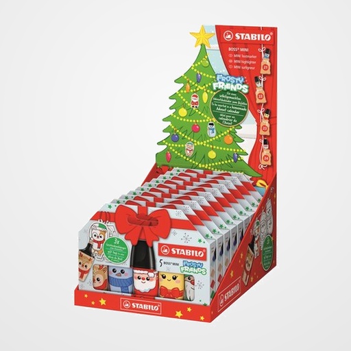 MARCADOR FLUOR STABILO BOSS MINI FROSTY FRIENDS ESTUCHE de 5 EXPOSITOR de 10