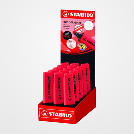 MARCADOR FLUOR STABILO BOSS 70  ROJO REAL EXPOSITOR de 15