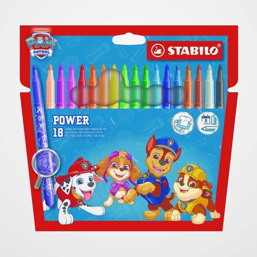 ROTULADOR FIBRA STABILO POWER PATRULLA CANINA ESTUCHE de 18