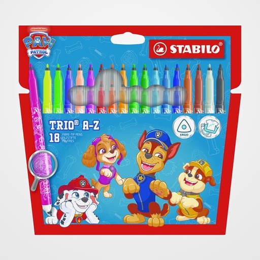 ROTULADOR FIBRA STABILO TRIO A-Z PATRULLA CANINA ESTUCHE de 18