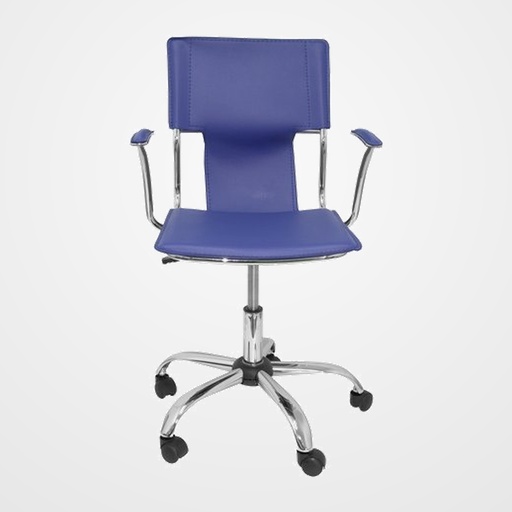 SILLA PIQUERAS Y CRESPO BOGARRA BRAZOS FIJOS MECANISMO BASICO GIRATORIA 360º ASIENTO Y RESPALDO TAPIZADOS SIMILPIEL AZUL