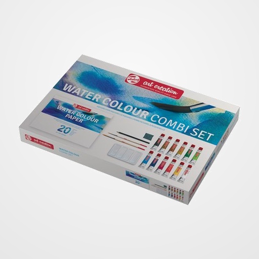 ACUARELAS TALENS ART CREATION SET COMBINACION (12 tubos de acuarelas de 12 ml, 1 bloc de papel para acuarela, 2 pinceles para acuarela, 1 bandeja de mezcla, 1 lápiz y 1 goma moldeable)