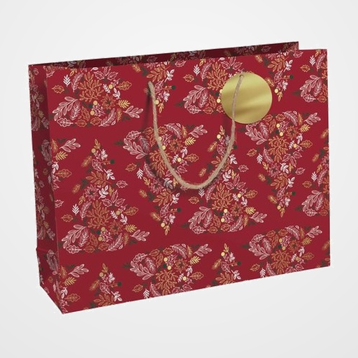 BOLSA de PAPEL CLAIREFONTAINE KRAFT DECORADO 37,3x11,8x27,5 cm NAVIDAD RED FORREST PACK DE 6