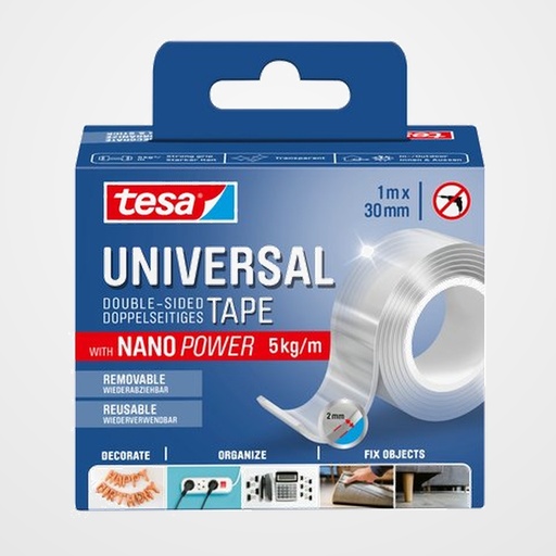 CINTA ADHESIVA DOBLE CARA TESA NANO POWER rollo 1m x 30mm