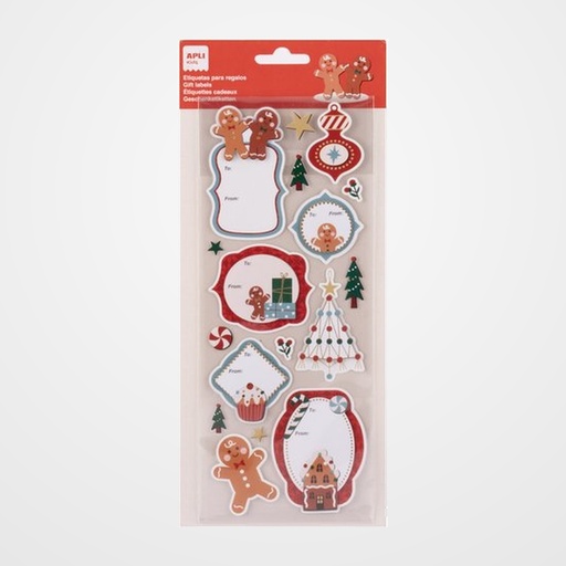 ETIQUETAS REGALO BOLSA APLI NAVIDAD NAVIDAD GALLETA 1h (20713)