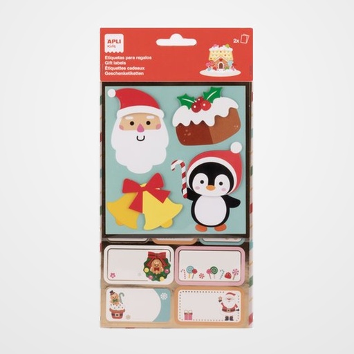 ETIQUETAS REGALO BOLSA APLI NAVIDAD NAVIDAD NOEL 2h (20715)