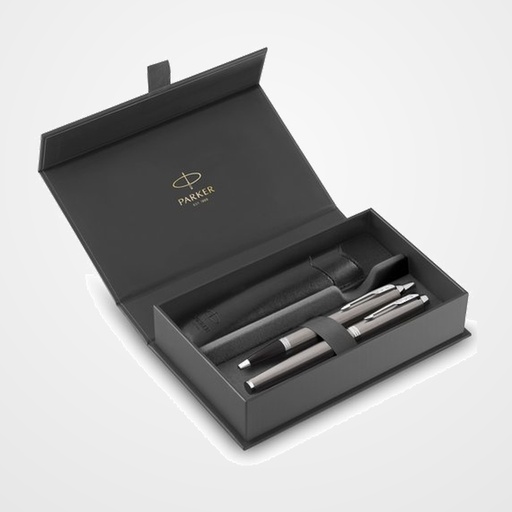JUEGO BOLIGRAFO+PLUMA PARKER IM ACERO CT con ESTUCHE