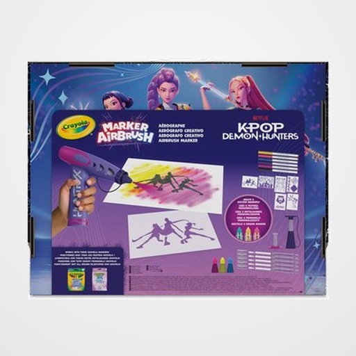JUEGO CRAYOLA K-POP DEMON HUNTERS COMBO 2 EN 1 SUPER AEROGRAFO +LABORATORIO ROTULADORES (+8 años)