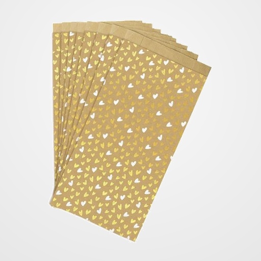 BOLSA de PAPEL CLAIREFONTAINE KRAFT DECORADO S/ASAS 16x30x5cm CORAZONES PACK de 50